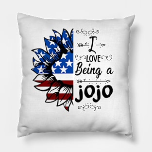 Vintage American Flag I Love Being A Jojo Happy Independence Day Pillow