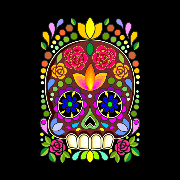 Sugar Skull Floral Art Mexican Calaveras by BluedarkArt