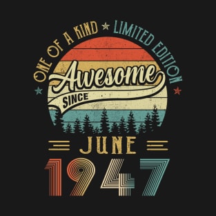 June 1947 Vintage 75 Years Old Retro 75th Birthday T-Shirt