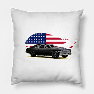 Nova Black USA Print Pillow