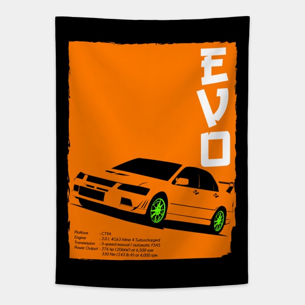 Mitsubishi Lancer Evolution VII Tapestry by gaplexio