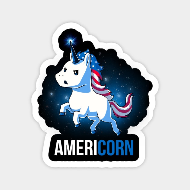 Lovely Horse Unicorn American Flag Costume Gift Magnet by Ohooha