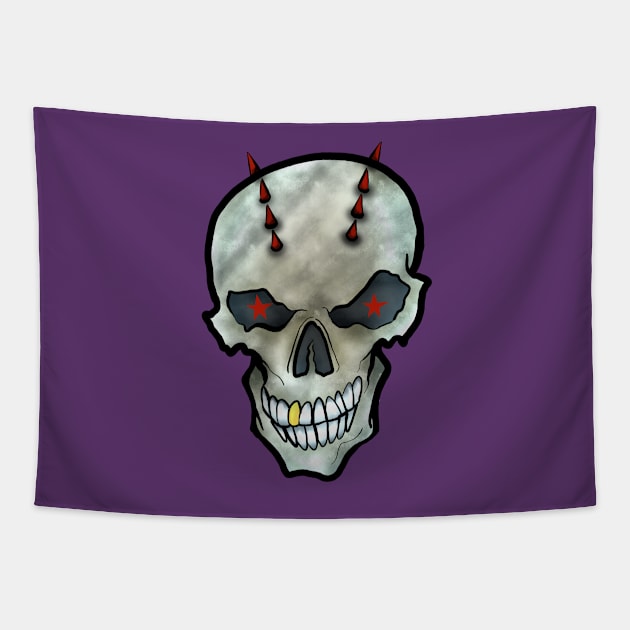 Rock Star Skull Tapestry by mizaarte