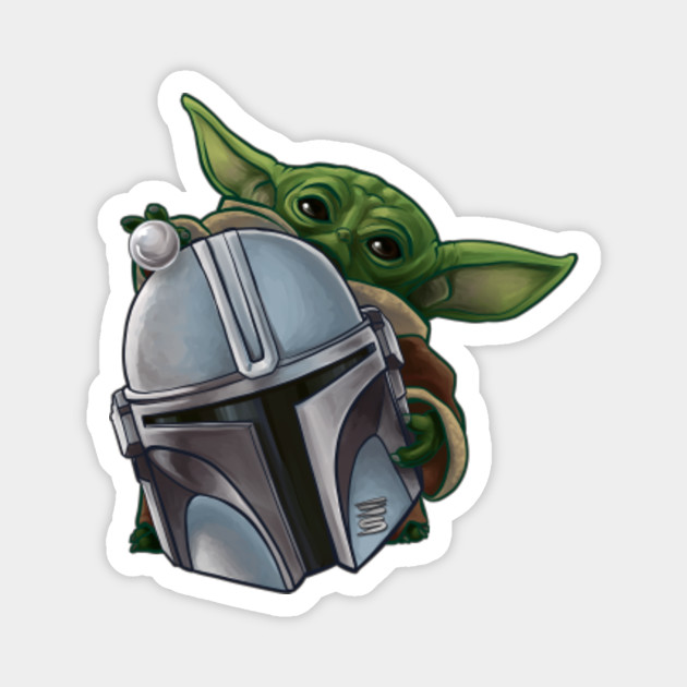Baby Yoda With Mandalorian Helmet Drawing | helmet