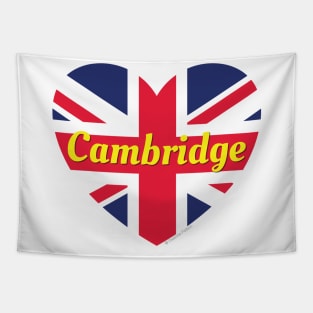 Cambridge England UK British Flag Heart Tapestry