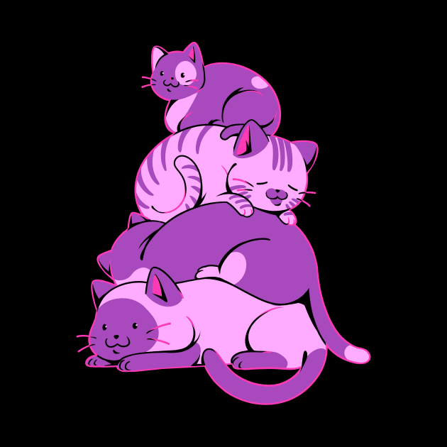 Kawaii Cat Pile by Tobe Fonseca by Tobe_Fonseca