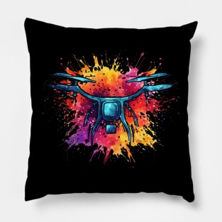 Drone Pilot Art Colorful Drone Racing Pillow