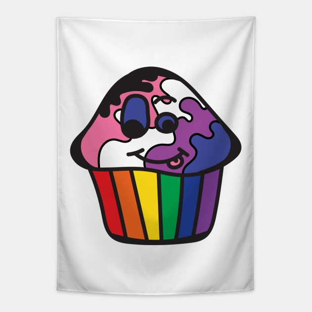 Genderfluid Pride Rainbow Cupcake Tapestry by BiOurPride