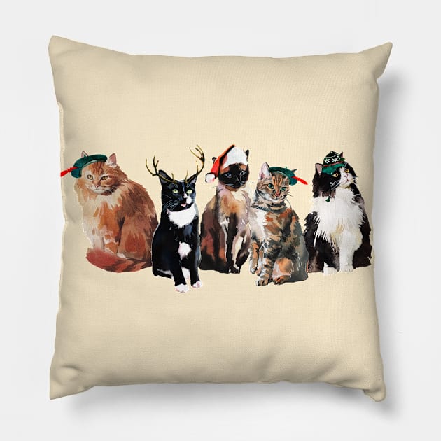 Christmas Cats Pillow by Wintrly