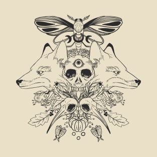 Fox, Autumn Leaves, Moths, Death, And Hummingbird Skulls T-Shirt