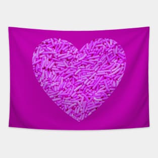 Hot Pink Candy Sprinkles Heart Tapestry