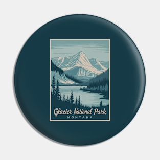 Glacier National Park Montana Retro Poster Pin