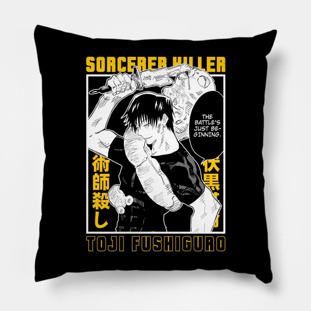 Sorcerer Killer Toji Anime Fanart Pillow by Planet of Tees