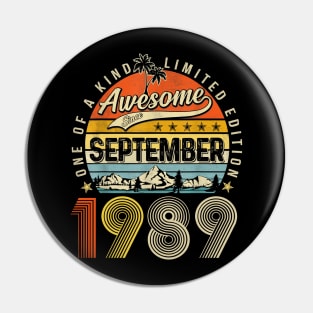 Awesome Since September 1989 Vintage 34th Birthday Pin