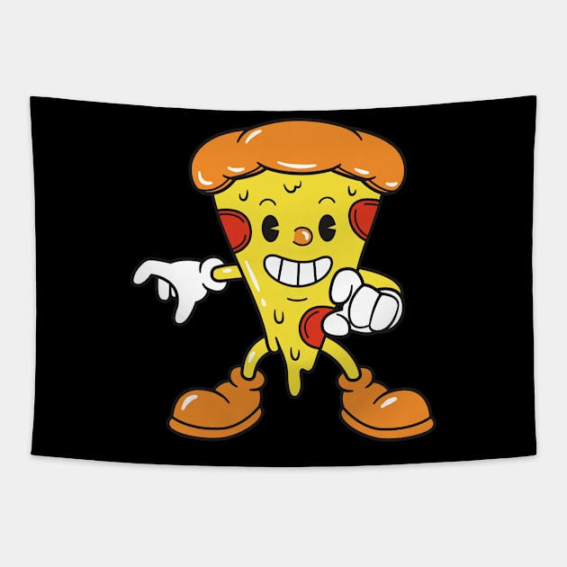 Retro 60s Pizza Cartoon Tapestry by InkyArt