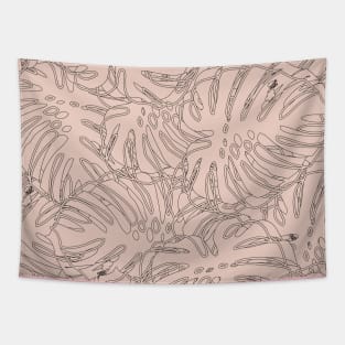 Seamless Leaves Draw Background Fashion Print Tapestry