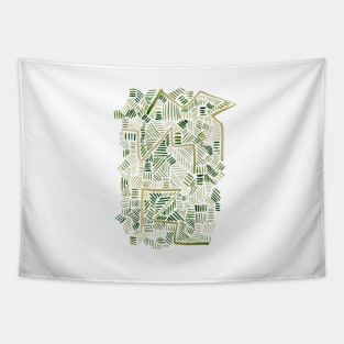 Abstract Green Zig Zag Watercolor Lines Painting Tapestry