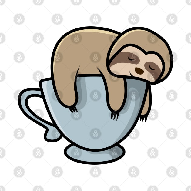 Cute Baby Sloth Sleeping On Teacup by JonesCreations