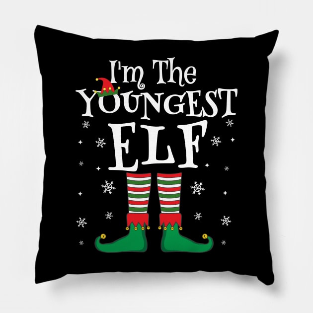 I'm The Youngest Elf Matching Family Christmas Pajama Shirt Pillow by TheMjProduction