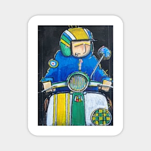 Retro Scooter, Classic Scooter, Scooterist, Scootering, Scooter Rider, Mod Art Magnet