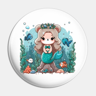 Cute mermaid bear kawaii Pin