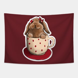 christmas bunny in a mug Tapestry