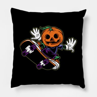 Halloween pumpkin skate Pillow