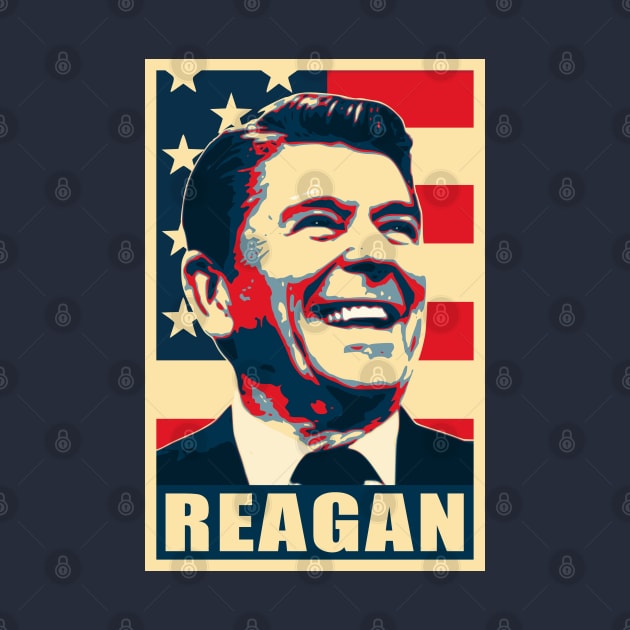 Ronald Reagan Happy Propaganda Poster Art by Nerd_art