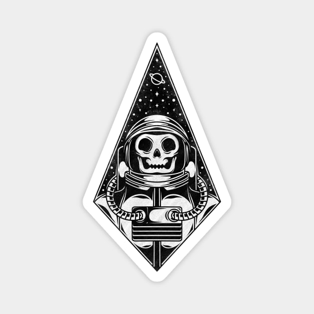 Skull Astronaut Blackwork Tattoo Art Magnet by Alundrart