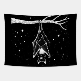 Nocturnal Guardian: Bat Silhouette Tapestry