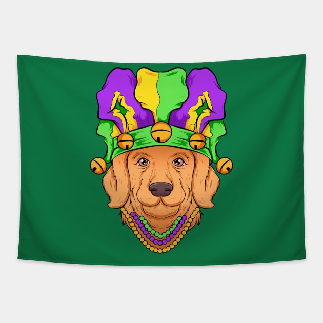 golden retriever mardi gras new orleans Tapestry by the house of parodies