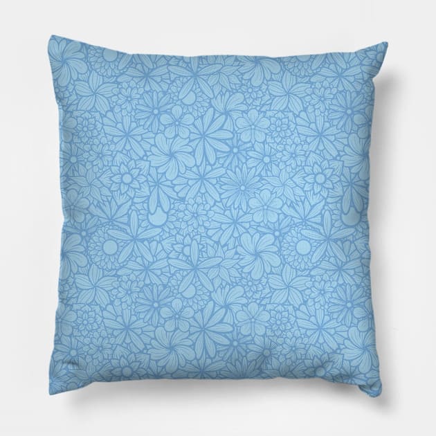 Hand Drawn Flowers Line Art Illustration Pillow by zarya_kiqo