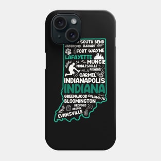 Lafayette Indiana cute map Fort Wayne, Evansville, Carmel, South Bend, Fishers, Hammond, Gary Phone Case