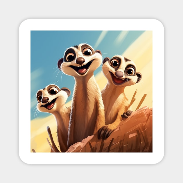 Cartoon Meerkats 2 Magnet by AstroRisq