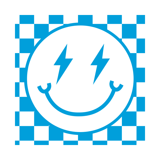 Another Cyan Electric Smiley Face by Taylor Thompson Art