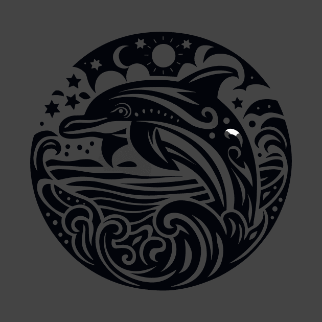 Majestic Ocean Waves Dolphin Leap Silhouette by NedisDesign