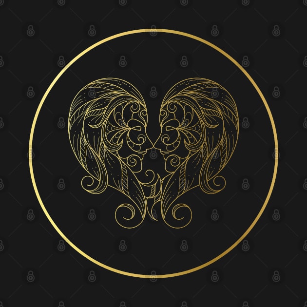 Gemini Zodiac Art Gold by Felicity-K