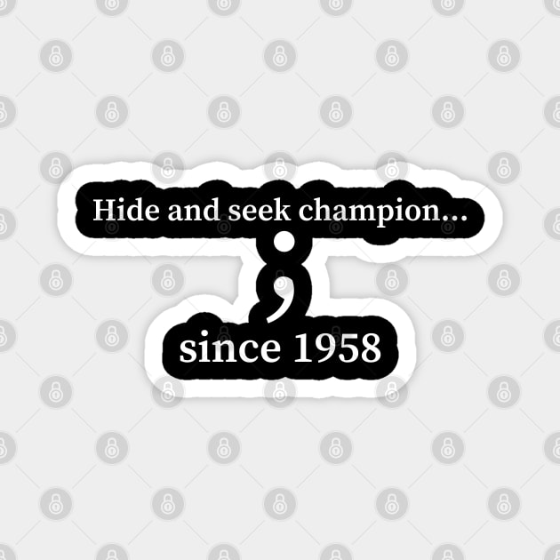 hide and seek champion ; since 1964 Magnet by yassinnox