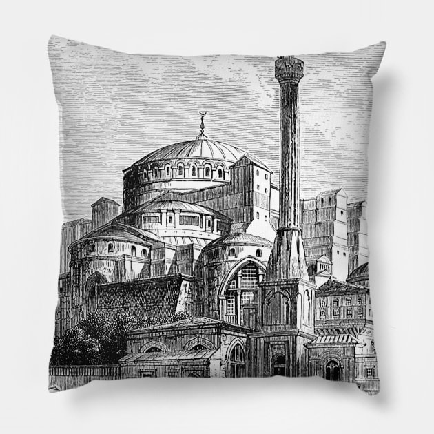 Church Basilica of Hagia Sophia Mosque Constantinople in Turkey Pillow by Marccelus