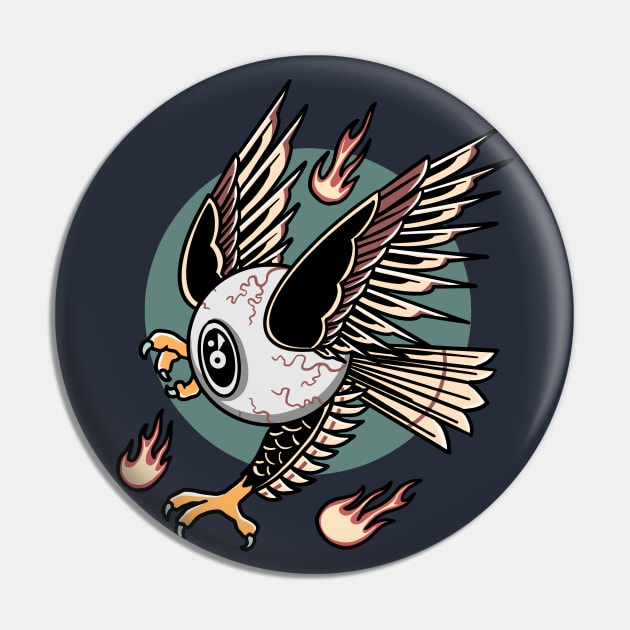 Retro Flying Eyeball Tattoo Design Pin by SLAG_Creative