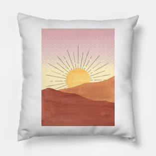 Abstract boho sunrise, pixel art Pillow