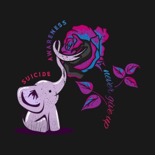 Flower Elephant Ribbon Suicide Prevention Awareness T-Shirt