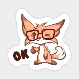 Cute Kawaii Nerd Fox ok good thumbs up Magnet