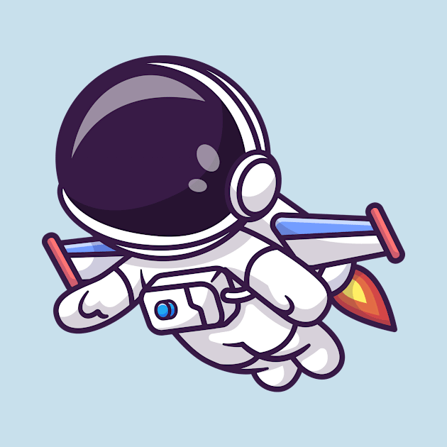 Cute Astronaut Flying With Rocket Cartoon by Catalyst Labs