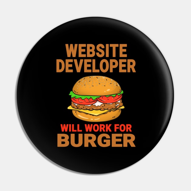 Web Developer Funny Burger Lover Design Quote Pin by jeric020290