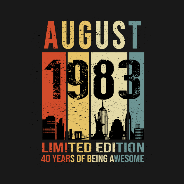 Made In 1983 August Years Of Being Awesome by Red and Black Floral