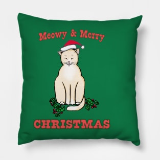 Meowy & Merry Christmas - Cute Cat Design Pillow