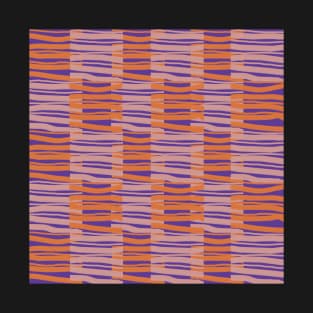 Contemporary Retro Orange Pink Purple Abstract Fibres Pattern T-Shirt