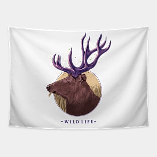 "Wild life" Deer illustration Tapestry