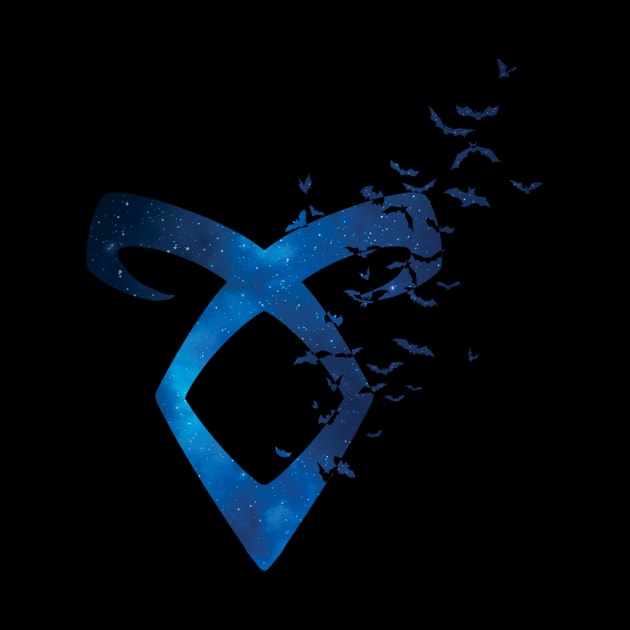 Shadowhunters rune - Angelic power rune with bats (blue galaxy) - gift idea by Vane22april